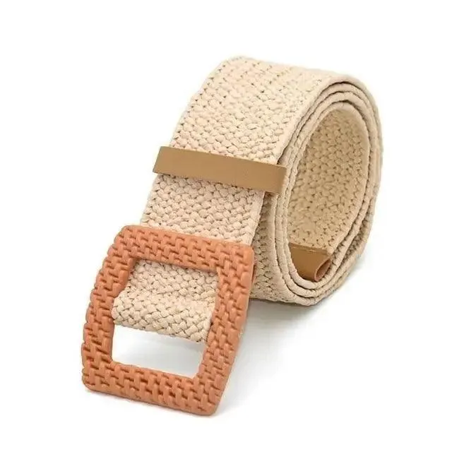 Round Wooden Smooth Buckle Waistbands For Women Vintage Design Skinny Dress Belt Charming Gift For Ladies