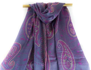 Royal Plum Paisley Pashmina Scarf Bohemian Shawl