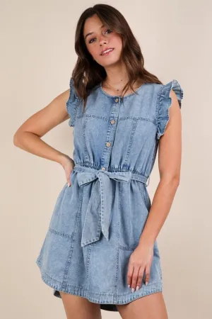 Ruffle Denim Dress