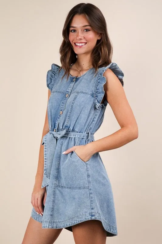 Ruffle Denim Dress