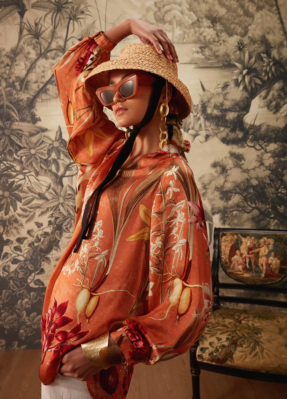 Rust printed tunic and pant