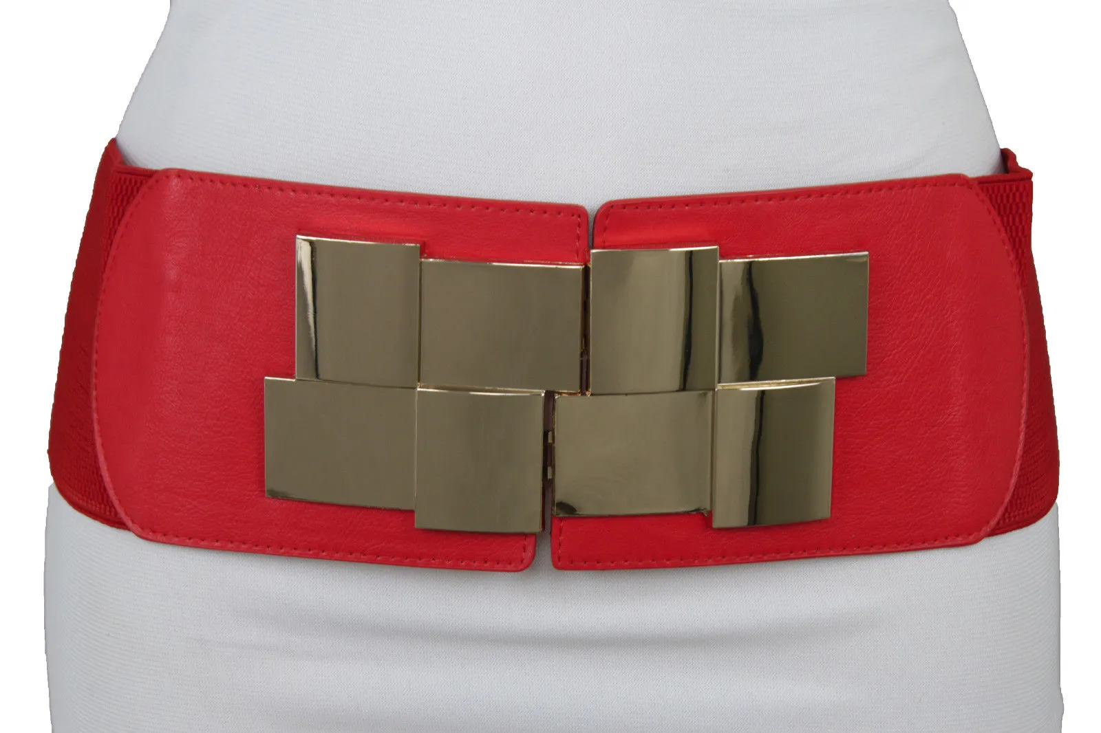 Rusty Gold Metal Chain Belt British Red Cross Star Charm S M