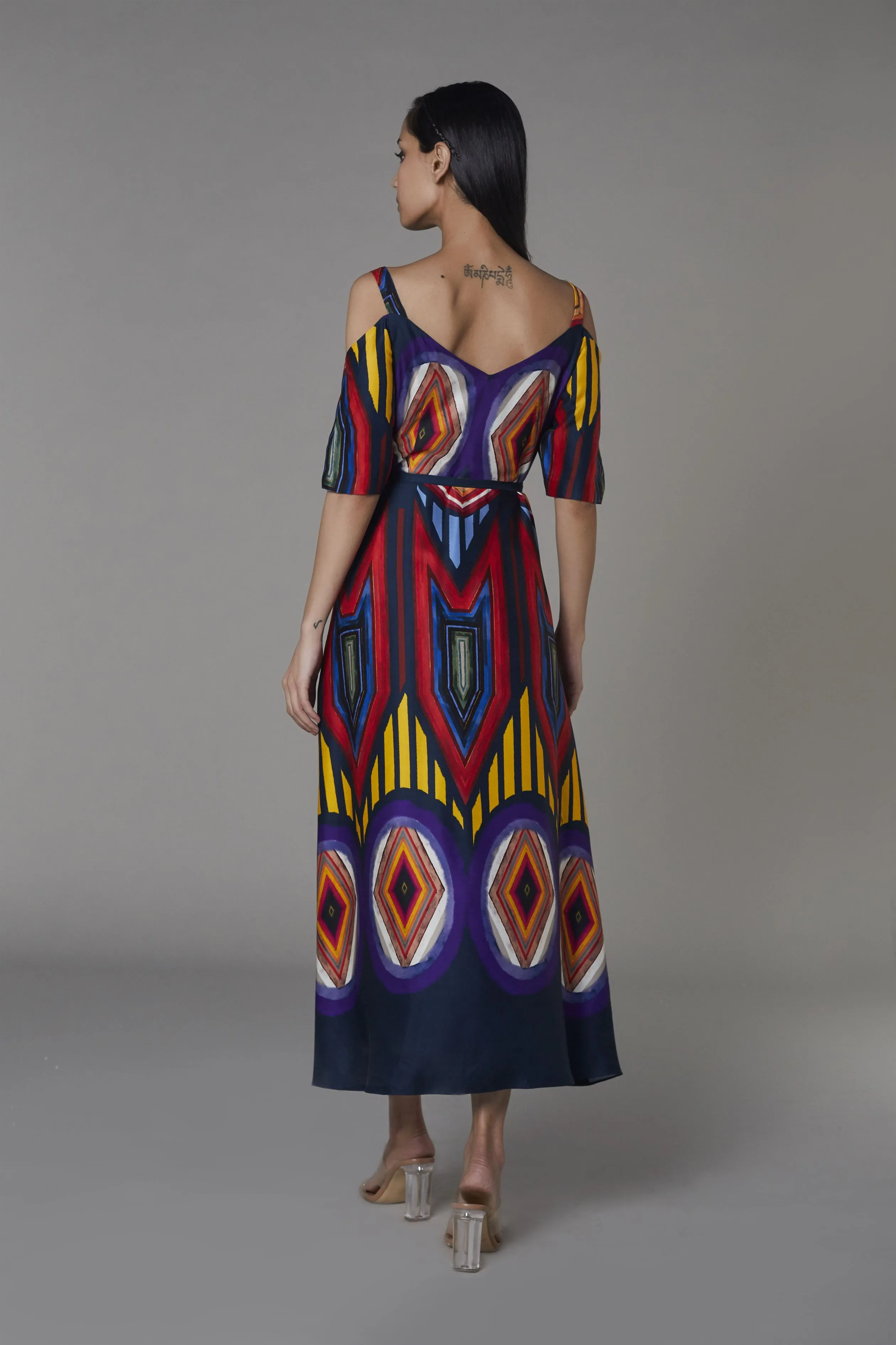 Saaksha & KinniÂ    I   Afghani circle print summer frock with sleeves Satin Multi SS22137