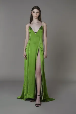 Saaksha & KinniÂ    I   Grey mix booti deepika dress Satin Green SS22125