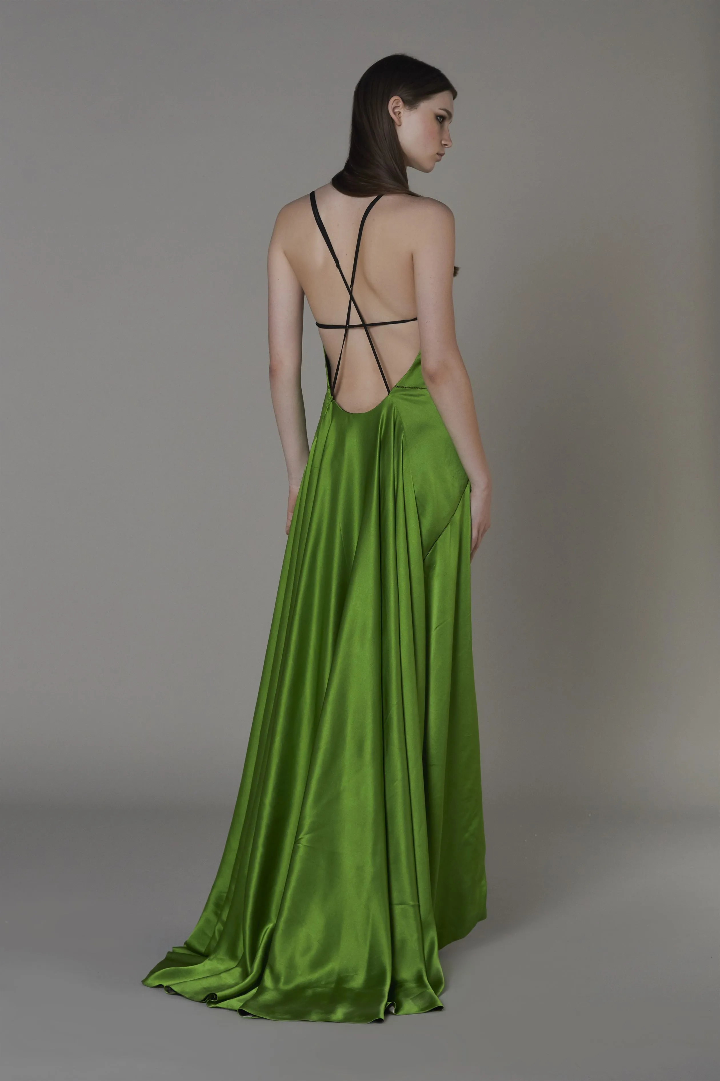 Saaksha & KinniÂ    I   Grey mix booti deepika dress Satin Green SS22125