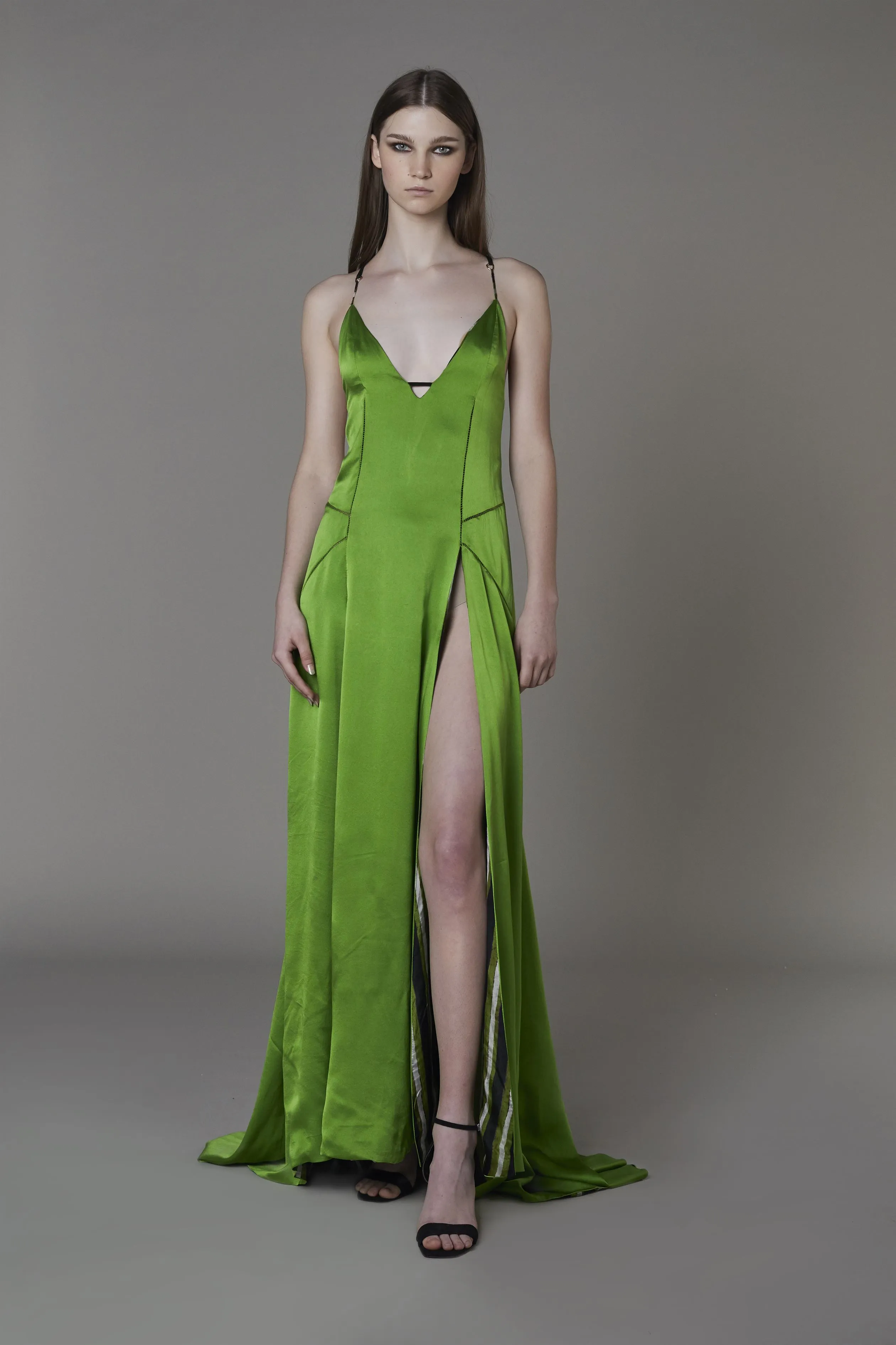 Saaksha & KinniÂ    I   Grey mix booti deepika dress Satin Green SS22125