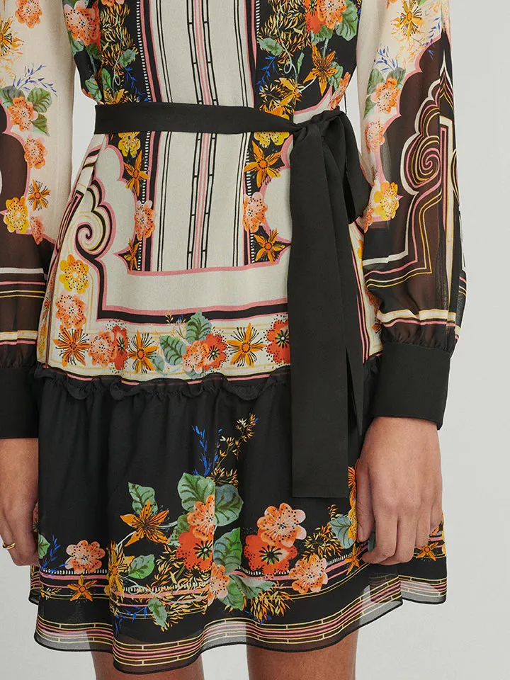 Saloni Joy B Short Dress in Pavilion Garden print