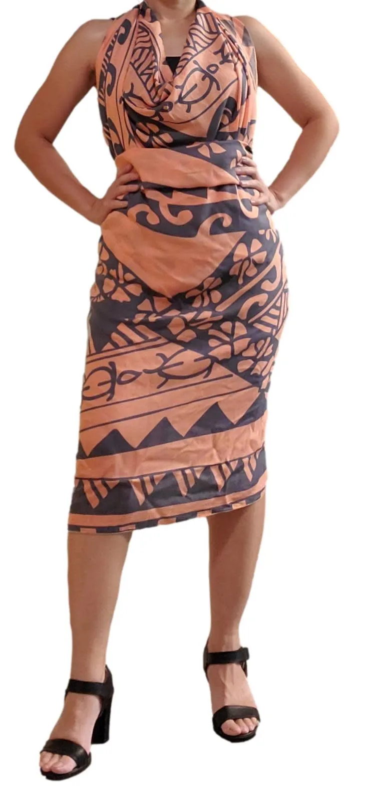 Sarong - Full - Holoholo - Peach Pink and Bluestone