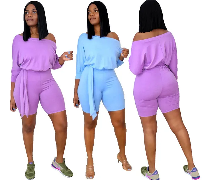 Sassy Slant Belted Off-Shoulder Romper