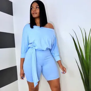Sassy Slant Belted Off-Shoulder Romper