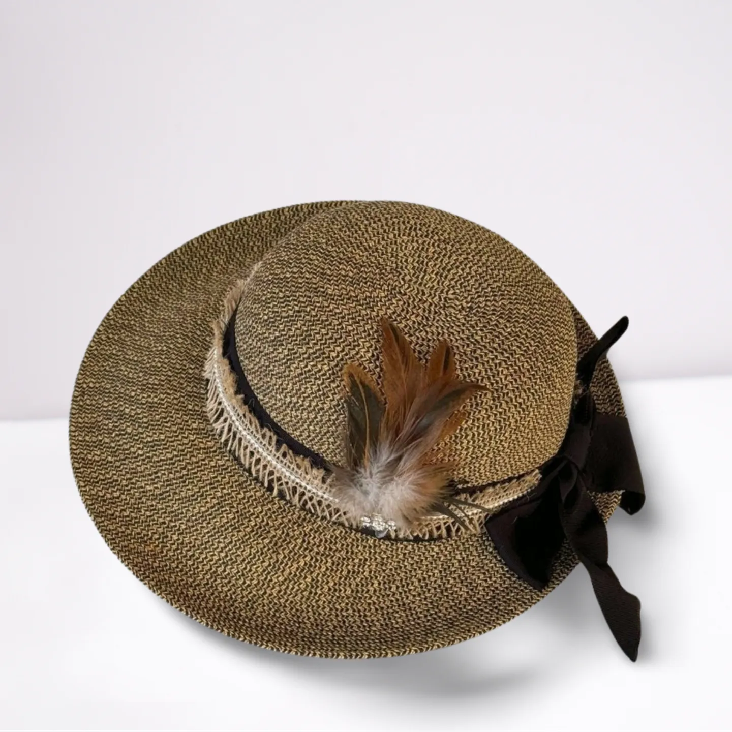Scala Ribbon Band Boater Summer Hat