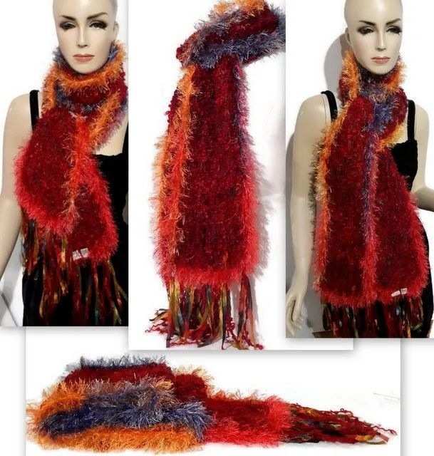 Scarf, boho style, scarf for women, knit scarf, handmade scarf, winter scarf, The red boucle scarf, valentines day