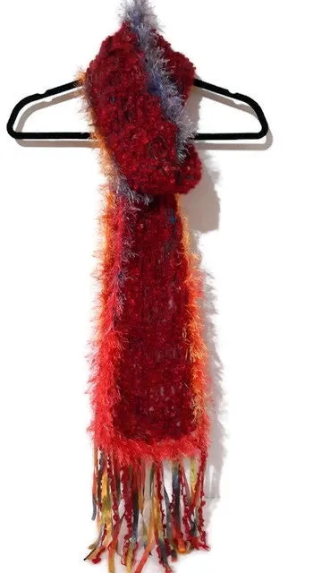 Scarf, boho style, scarf for women, knit scarf, handmade scarf, winter scarf, The red boucle scarf, valentines day