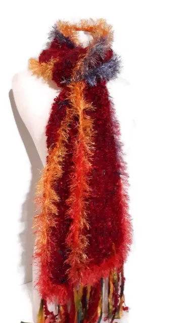 Scarf, boho style, scarf for women, knit scarf, handmade scarf, winter scarf, The red boucle scarf, valentines day