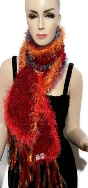 Scarf, boho style, scarf for women, knit scarf, handmade scarf, winter scarf, The red boucle scarf, valentines day
