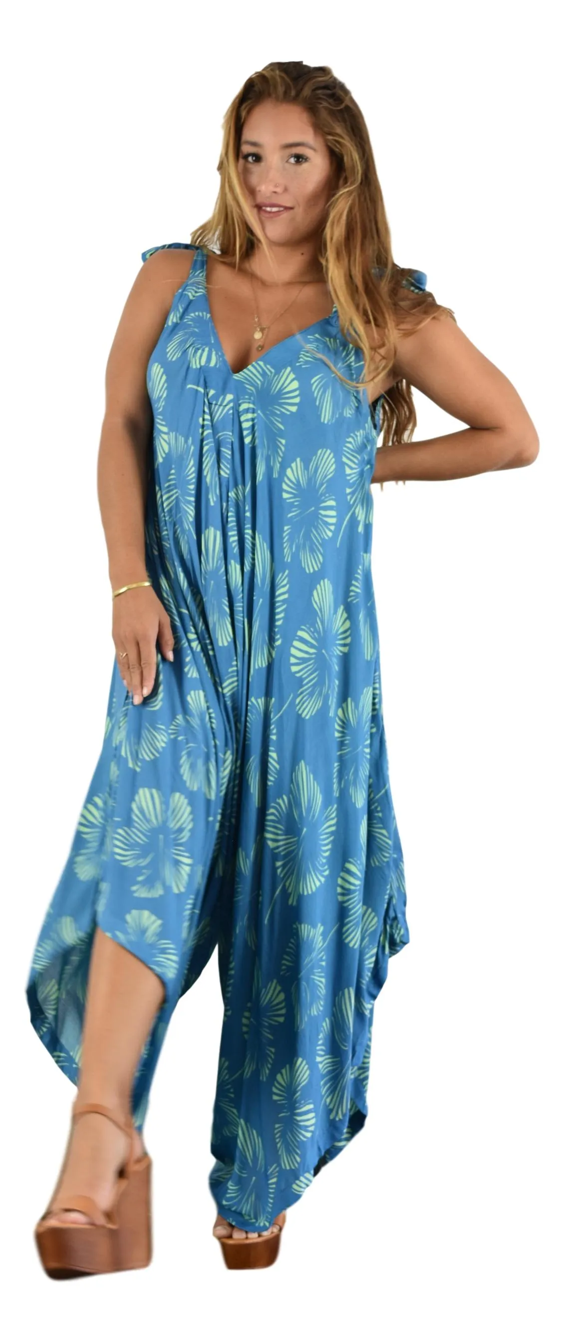 Secret Beach - Bali Jumper - New Hibiscus - Palace Blue / Nile Green