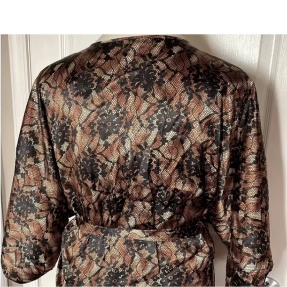 Secret Treasures Nighty Robe Set Brown Black Floral Animal Camo Gown 2 Coord Set