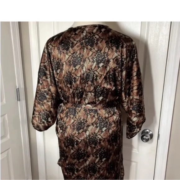Secret Treasures Nighty Robe Set Brown Black Floral Animal Camo Gown 2 Coord Set