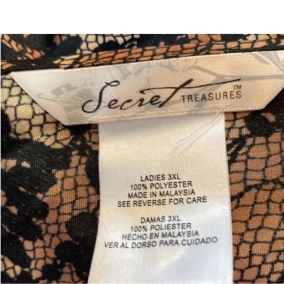 Secret Treasures Nighty Robe Set Brown Black Floral Animal Camo Gown 2 Coord Set