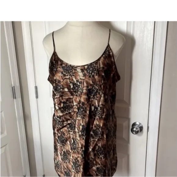 Secret Treasures Nighty Robe Set Brown Black Floral Animal Camo Gown 2 Coord Set