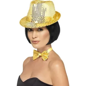 Sequin Trilby Hat - Gold