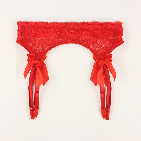 Sexy Perspective Garter Belt Bow Temptation Lace