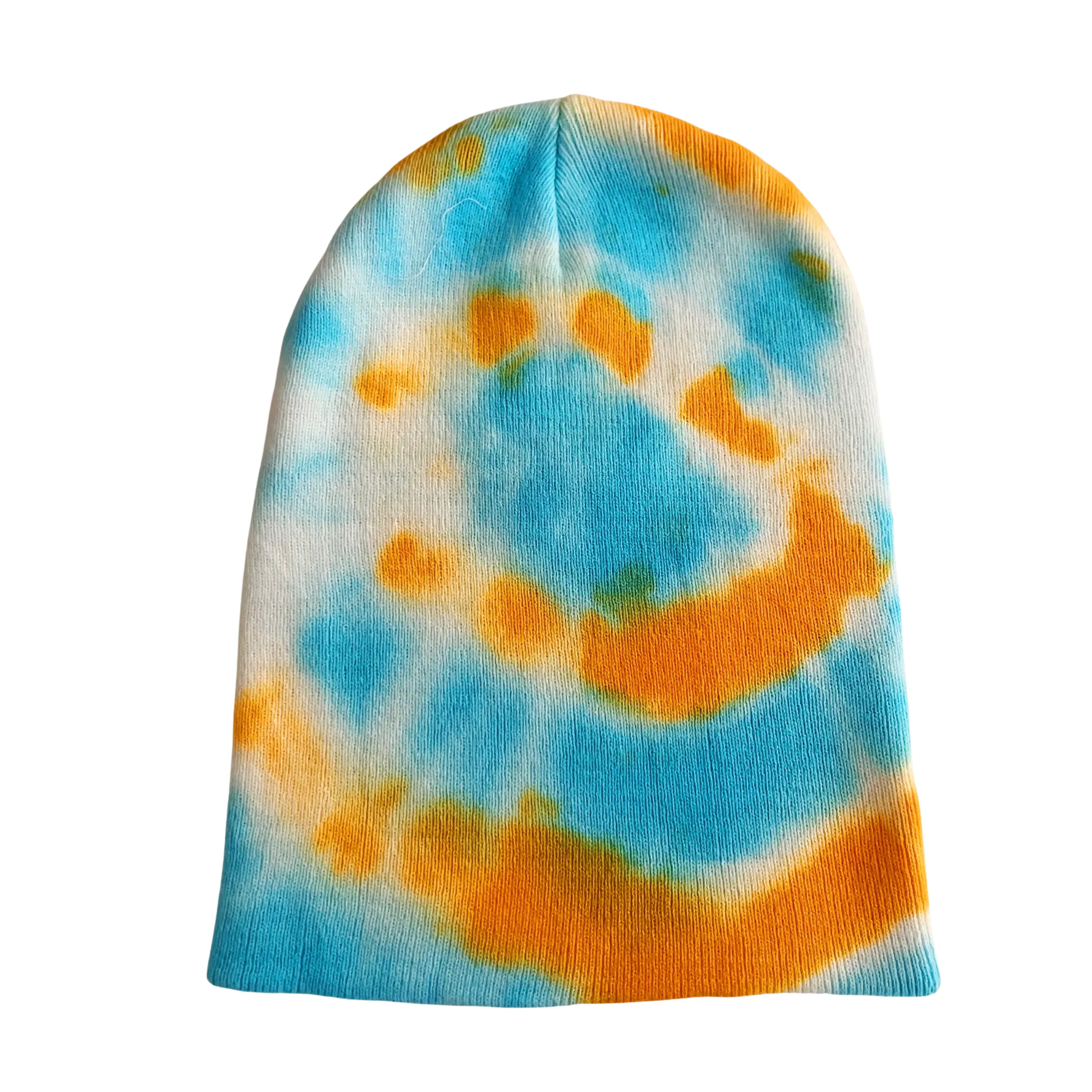 Shibori Turquoise Tie Dye Beanie Hat, Men, Women, Teen