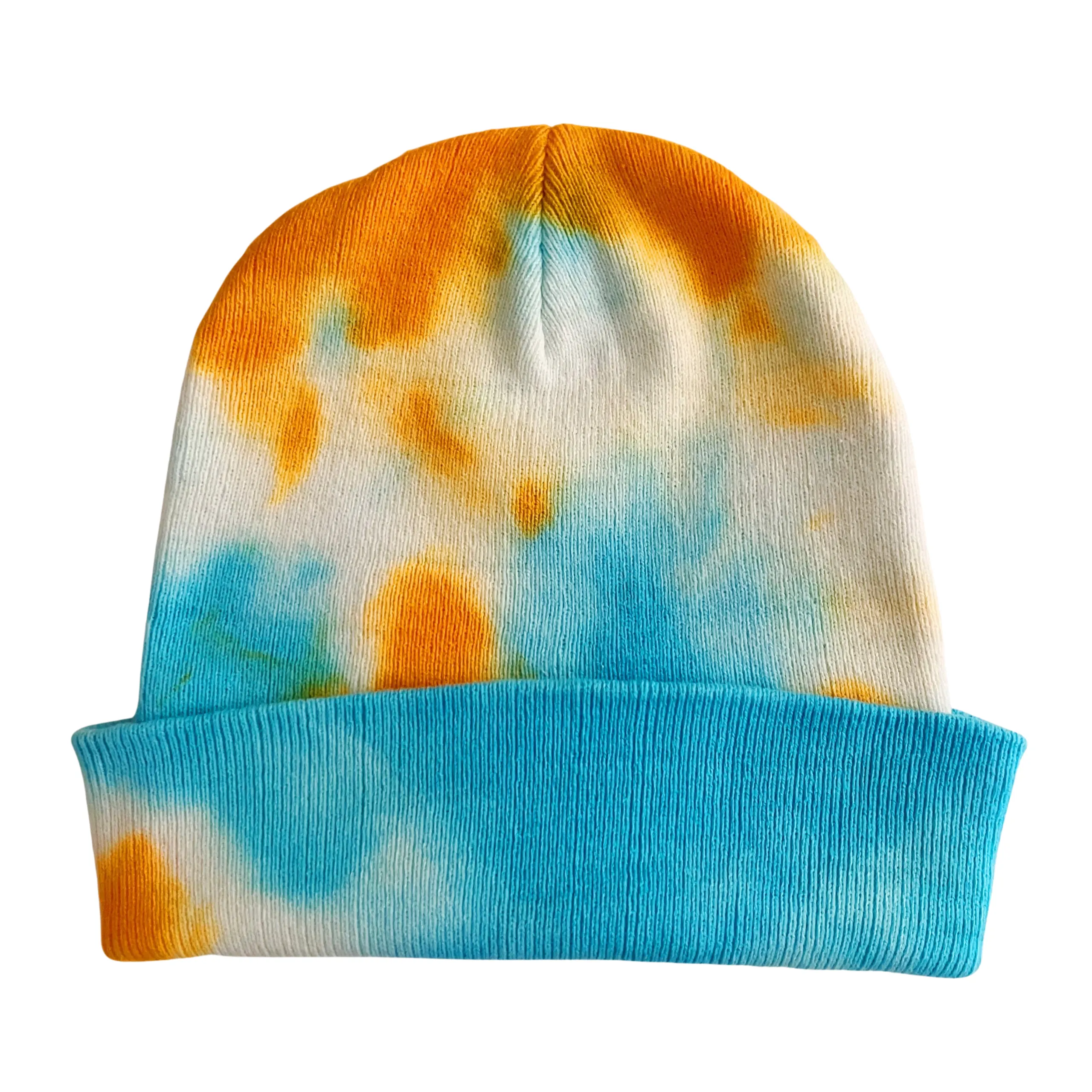Shibori Turquoise Tie Dye Beanie Hat, Men, Women, Teen