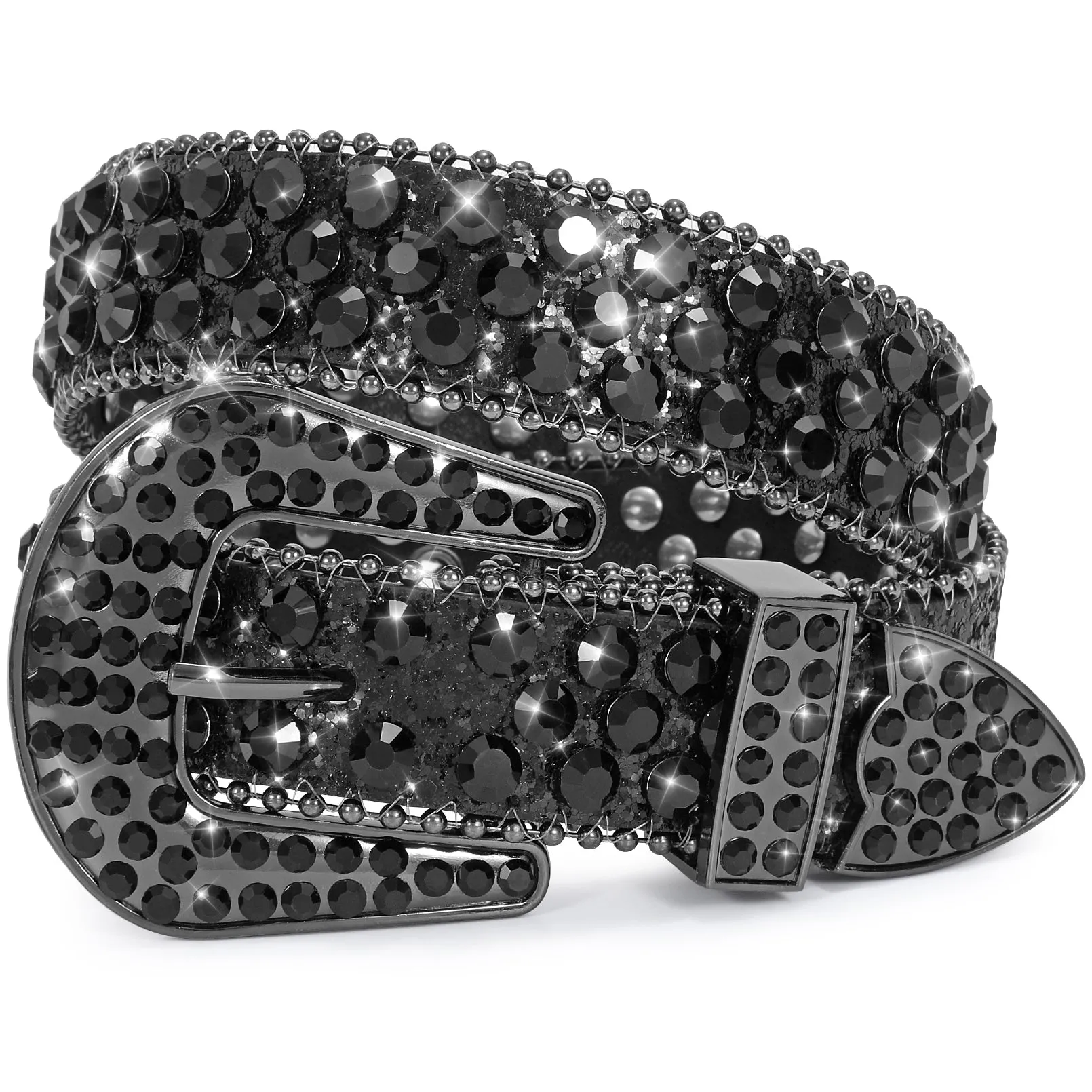 Shiny Crystal Rhinestone inlaid Women Men Unisex Belt Diamond Studded Western Cowboy Designer Belt