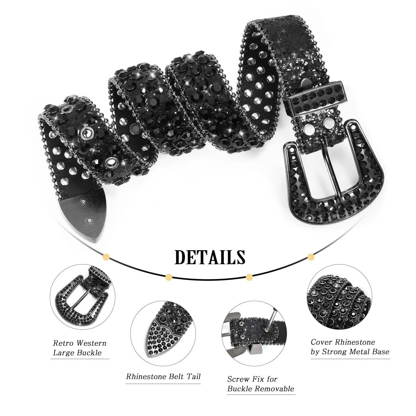 Shiny Crystal Rhinestone inlaid Women Men Unisex Belt Diamond Studded Western Cowboy Designer Belt
