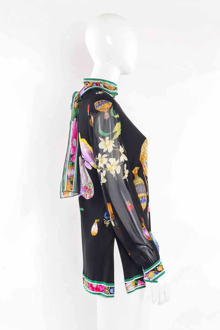 Silk Printed Blouse with Scarf