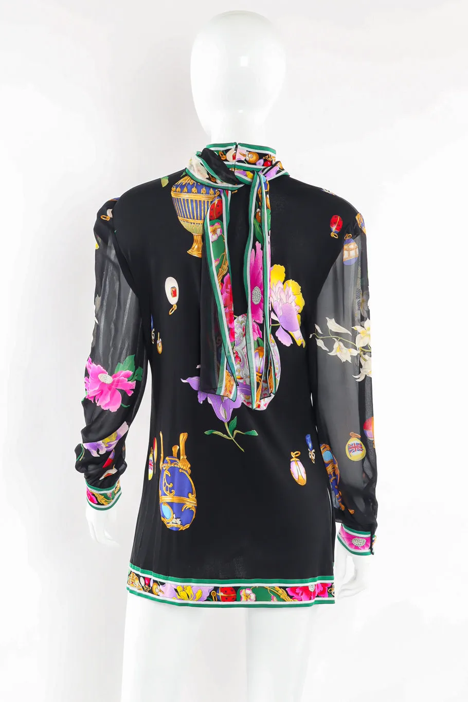 Silk Printed Blouse with Scarf