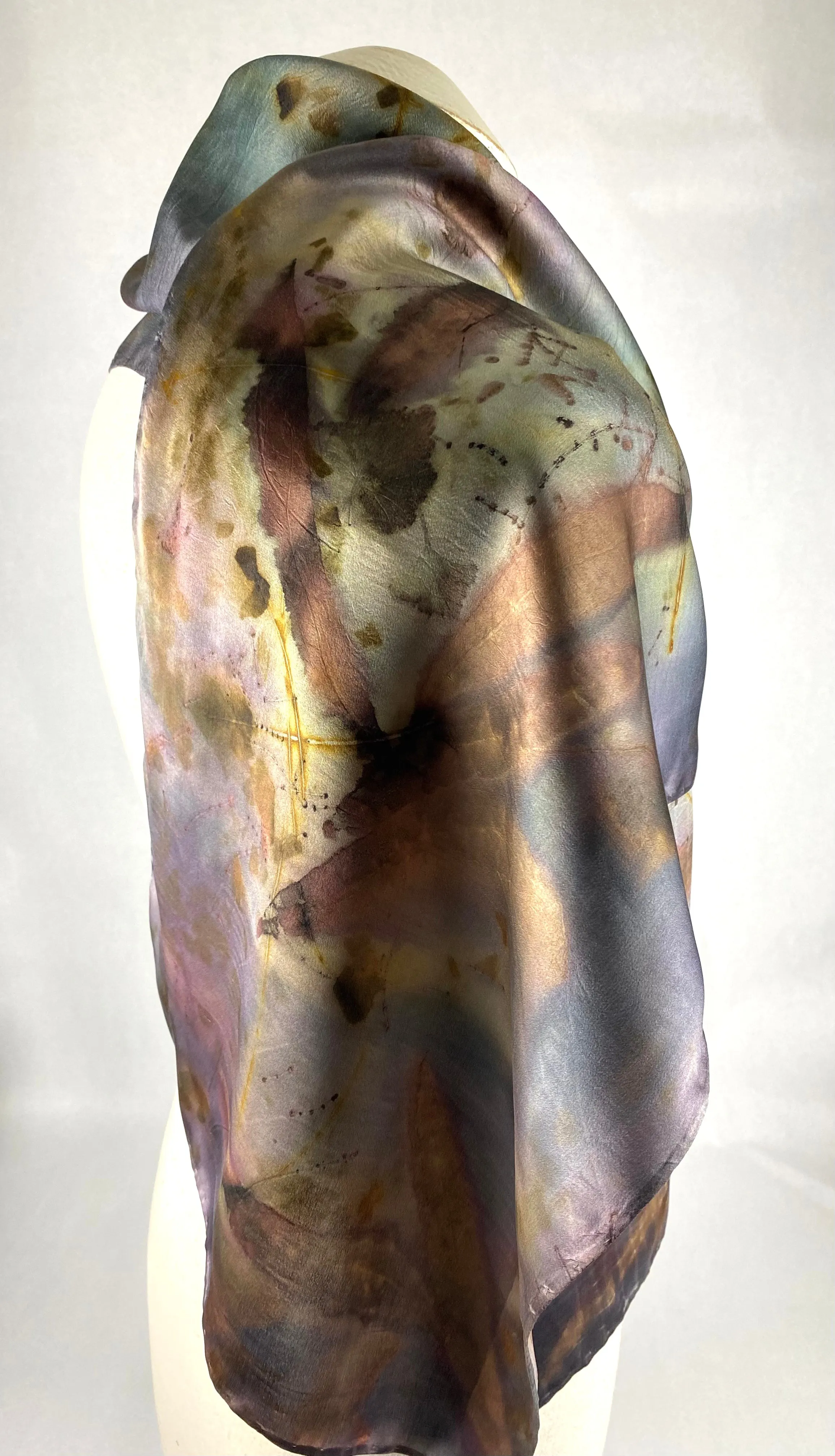Silk satin eco printed scarf
