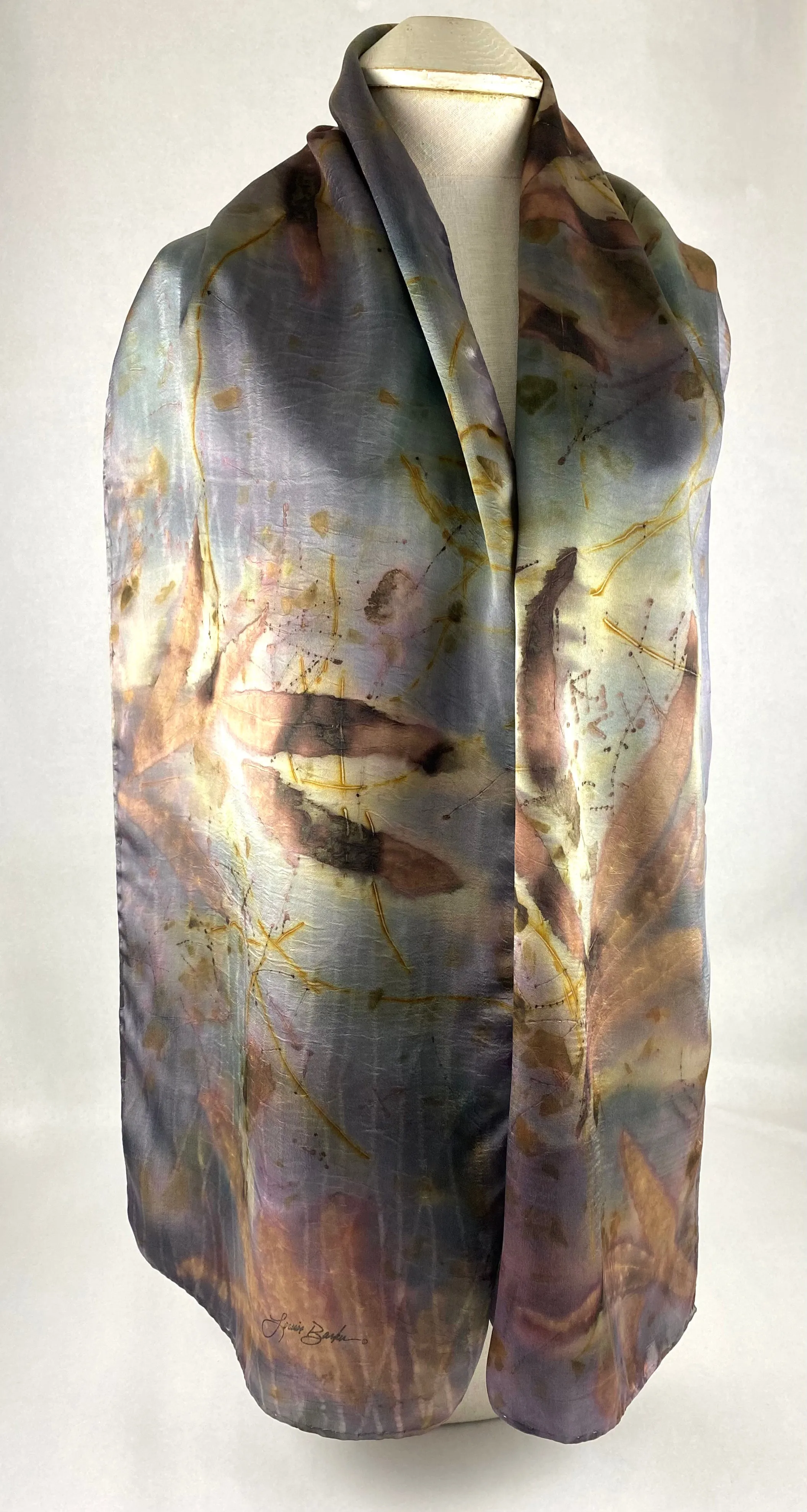 Silk satin eco printed scarf