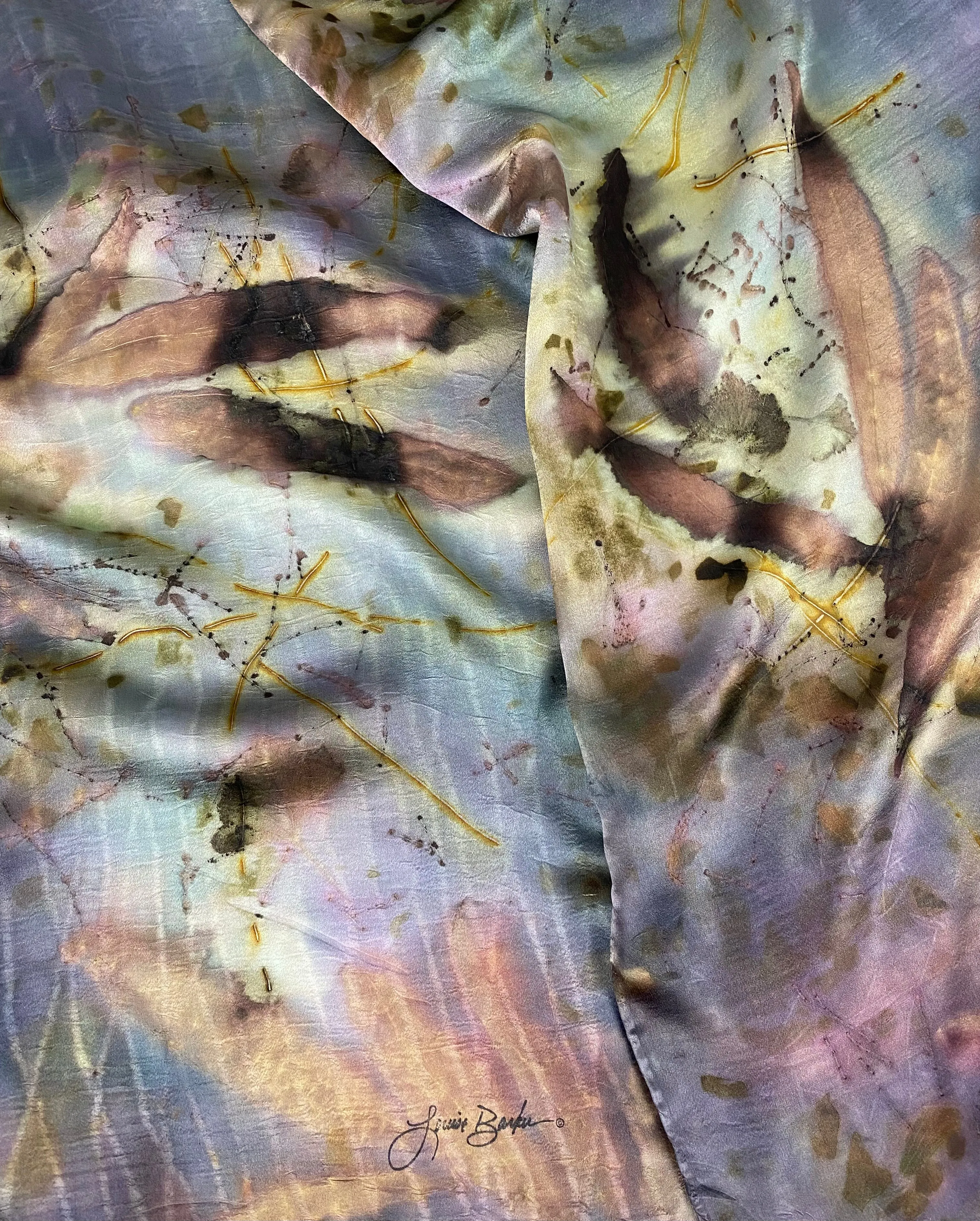 Silk satin eco printed scarf