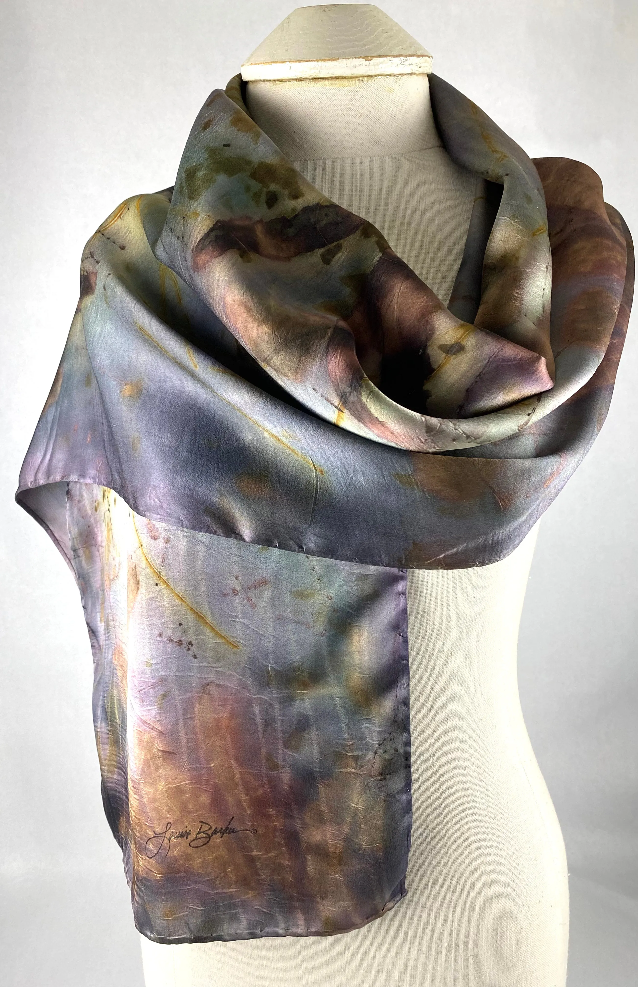 Silk satin eco printed scarf