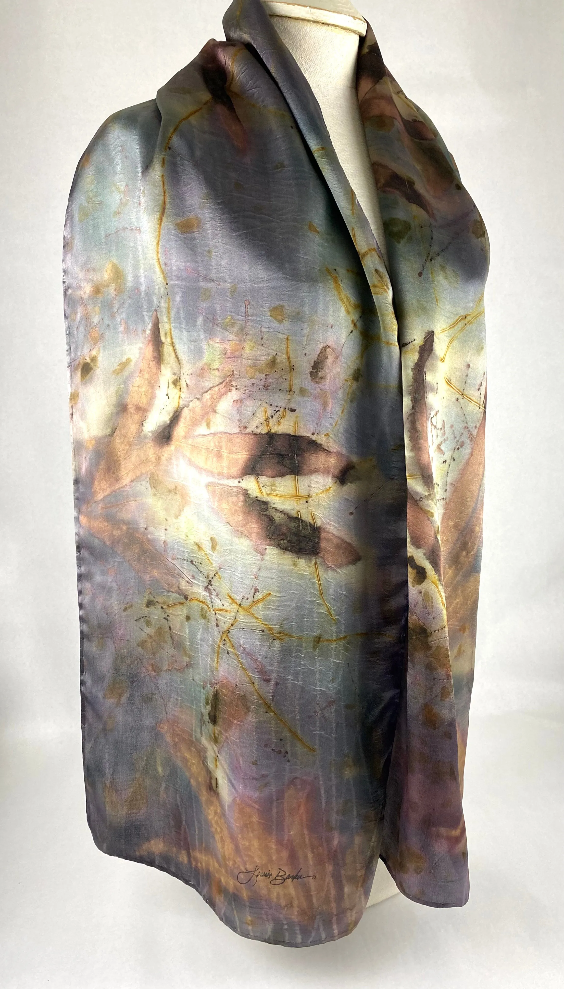 Silk satin eco printed scarf