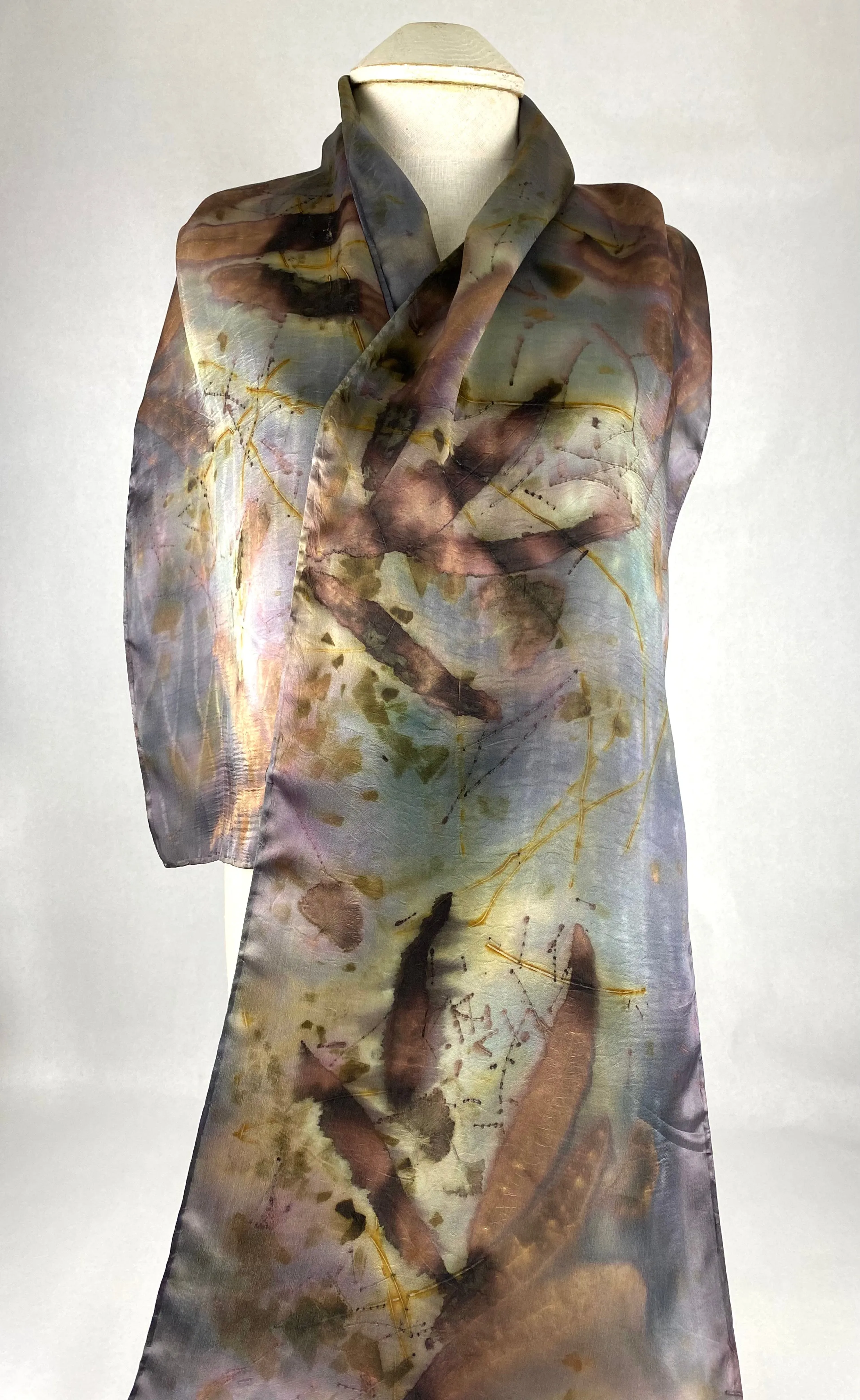 Silk satin eco printed scarf