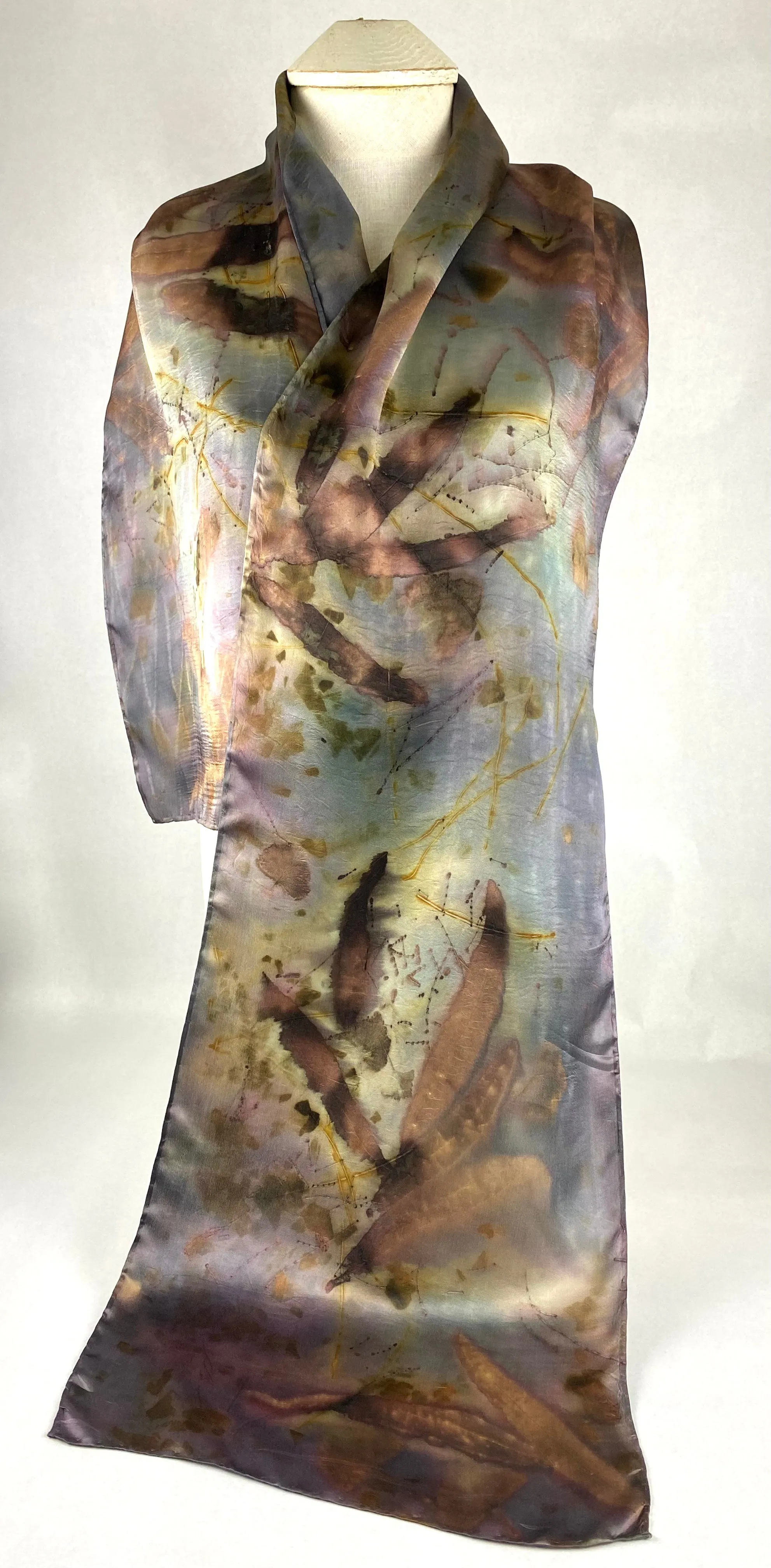 Silk satin eco printed scarf
