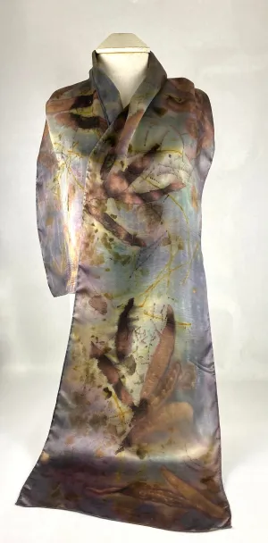 Silk satin eco printed scarf