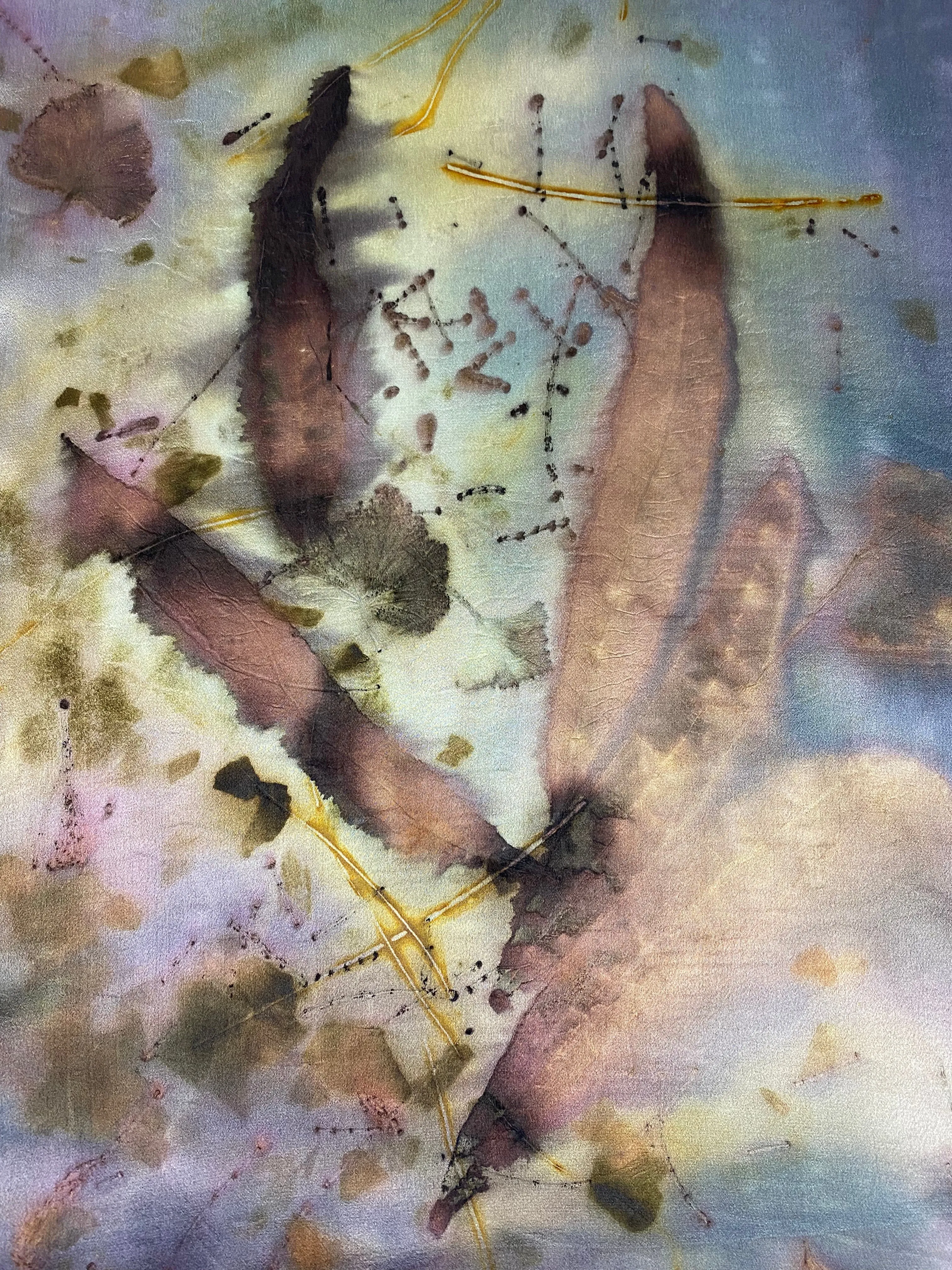 Silk satin eco printed scarf