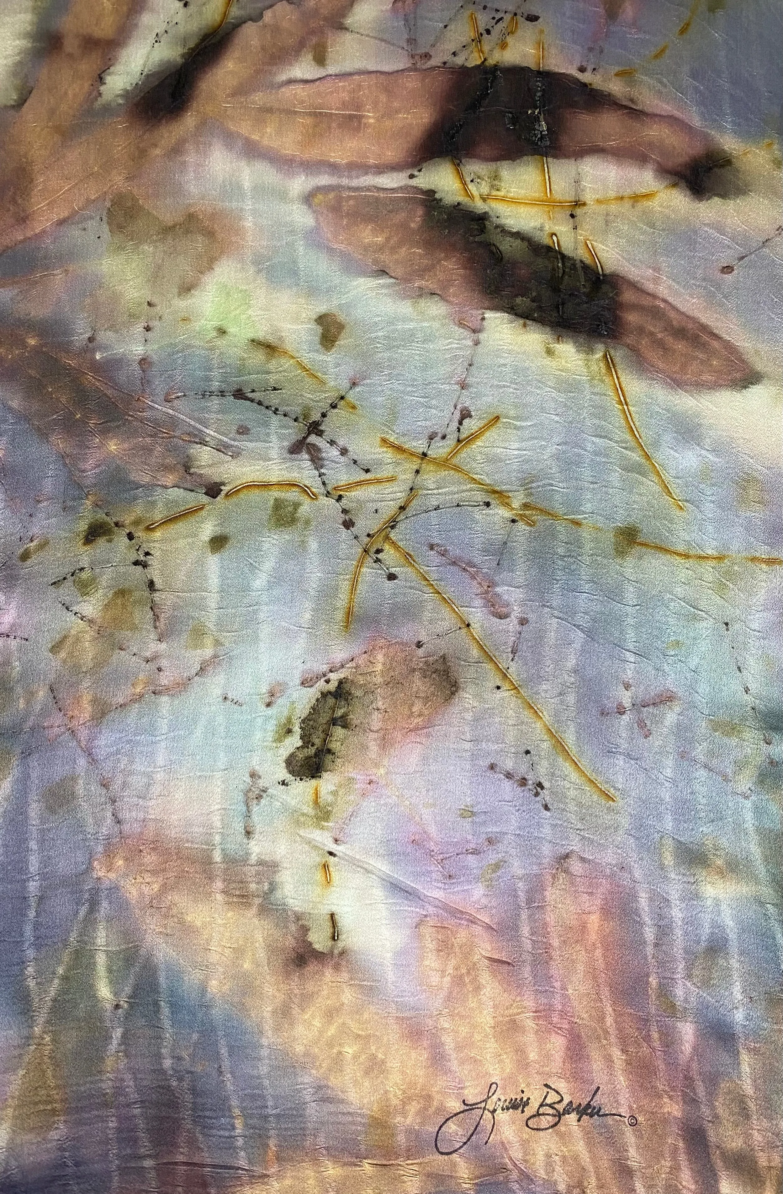 Silk satin eco printed scarf