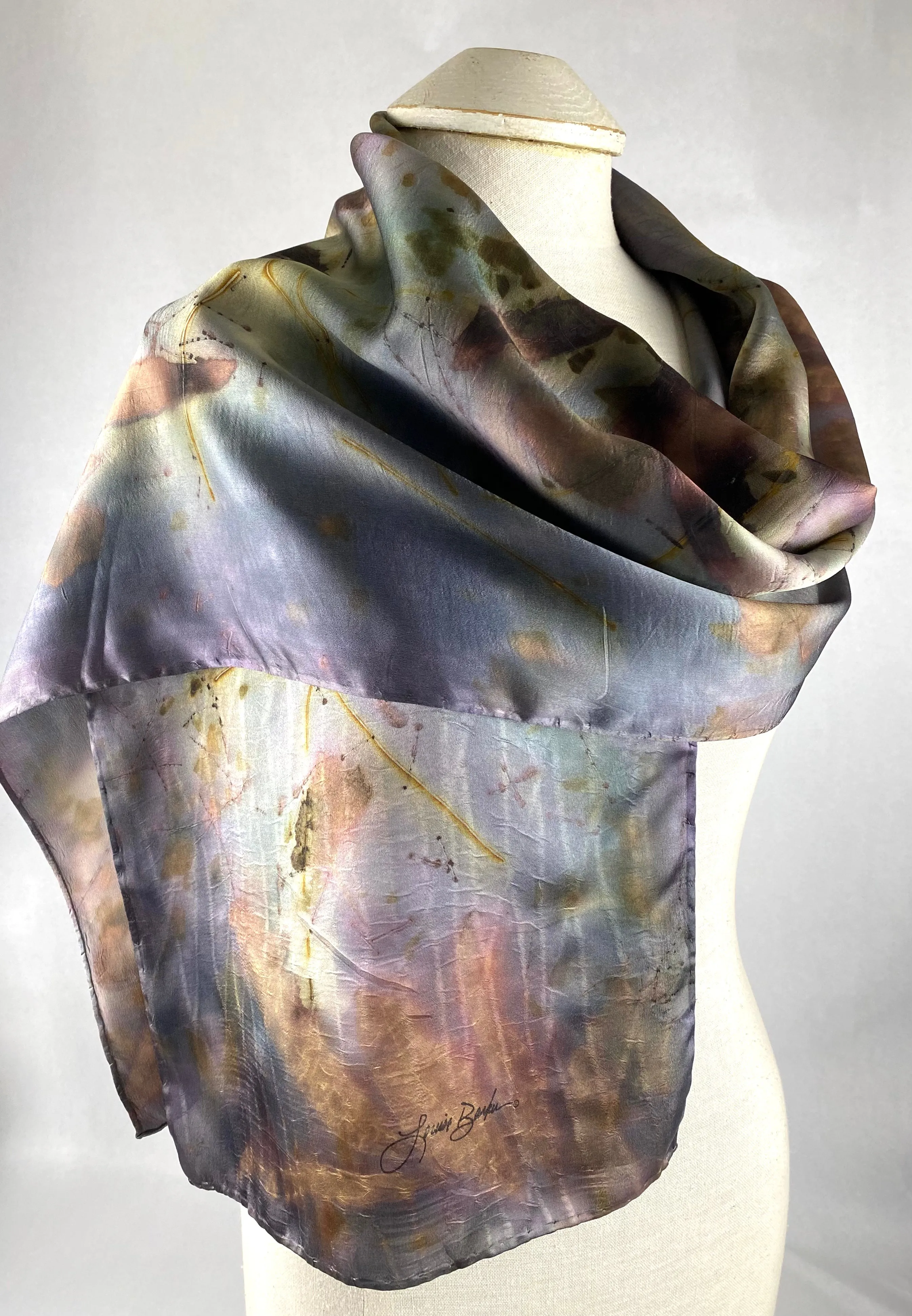 Silk satin eco printed scarf