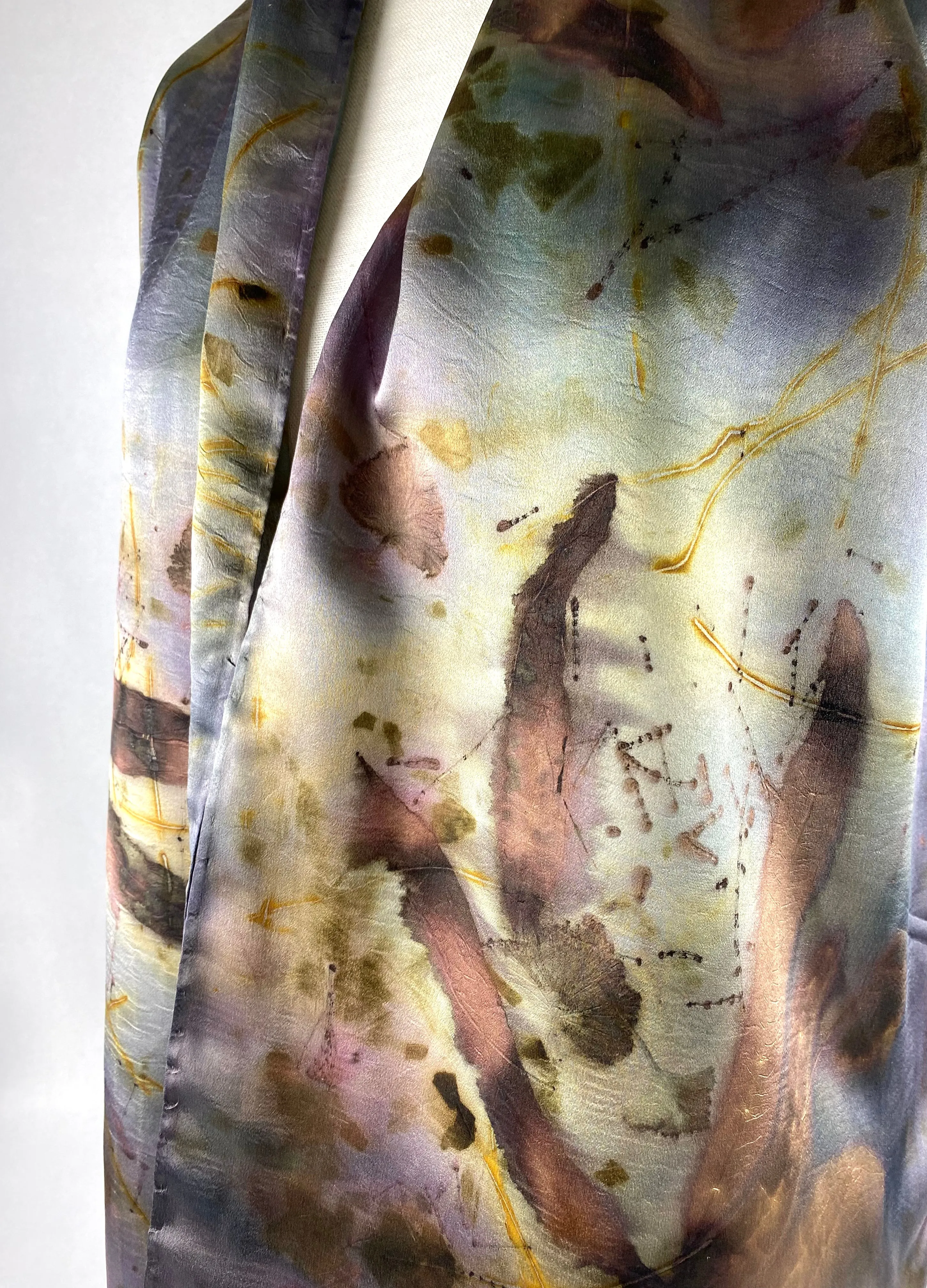 Silk satin eco printed scarf