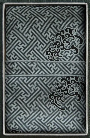 SILK SCARF IN SWASTICA NAGA BLUE