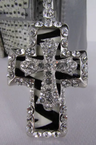Silver Black Multi Rhinestones Big Stylish Bag Necklace Pendant