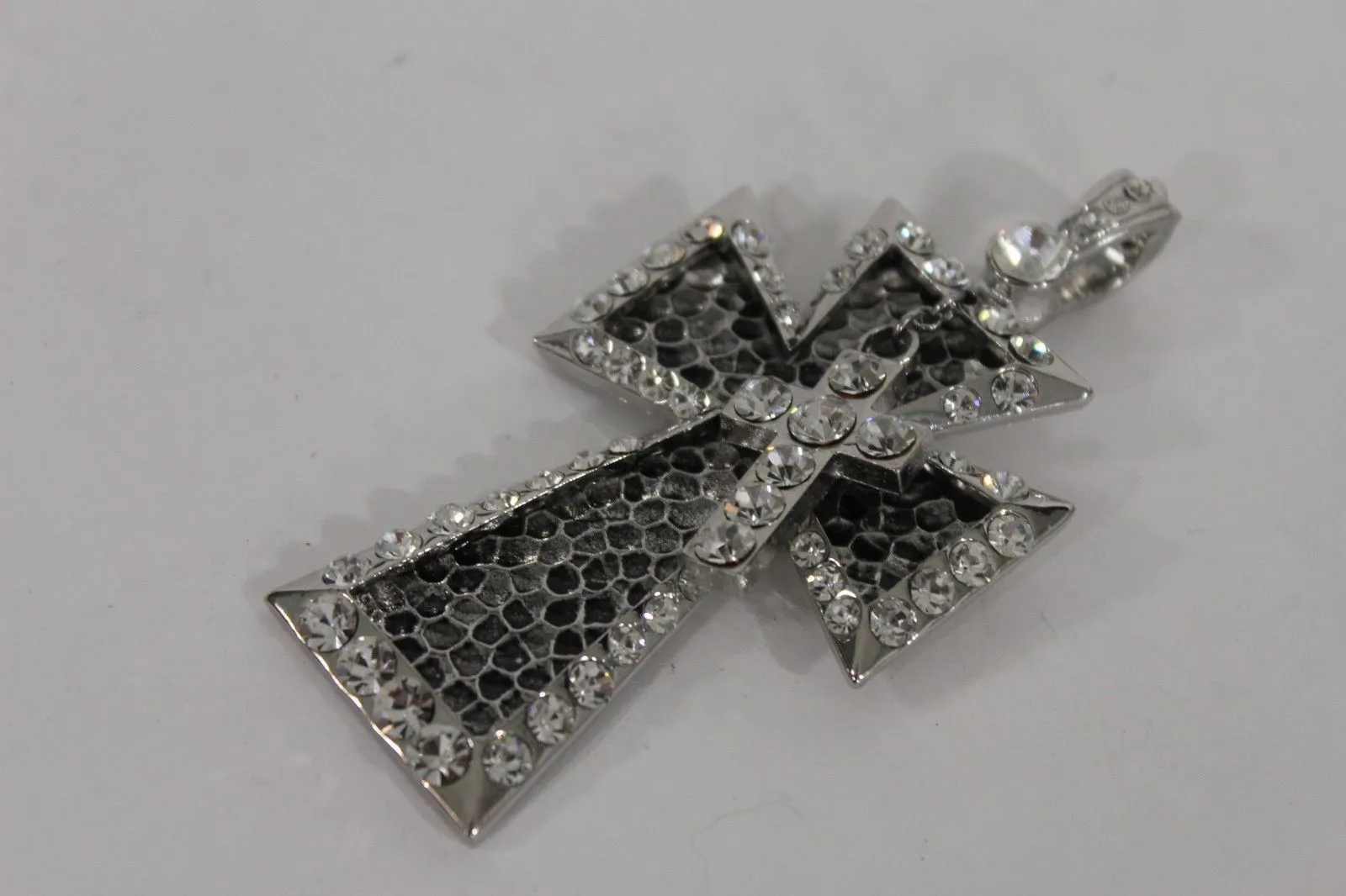 Silver Black Multi Rhinestones Big Stylish Bag Necklace Pendant