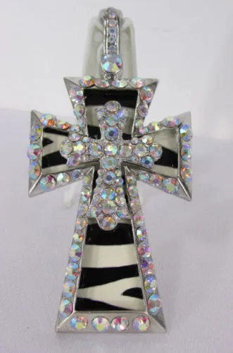 Silver Black Multi Rhinestones Big Stylish Bag Necklace Pendant