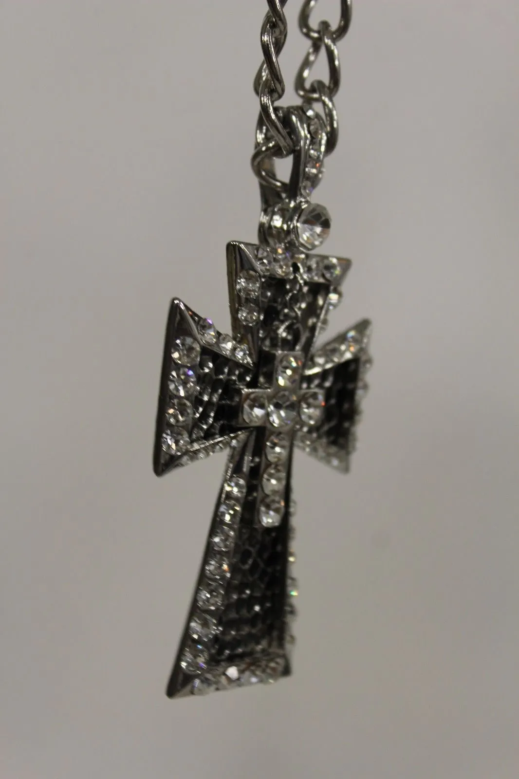 Silver Black Multi Rhinestones Big Stylish Bag Necklace Pendant