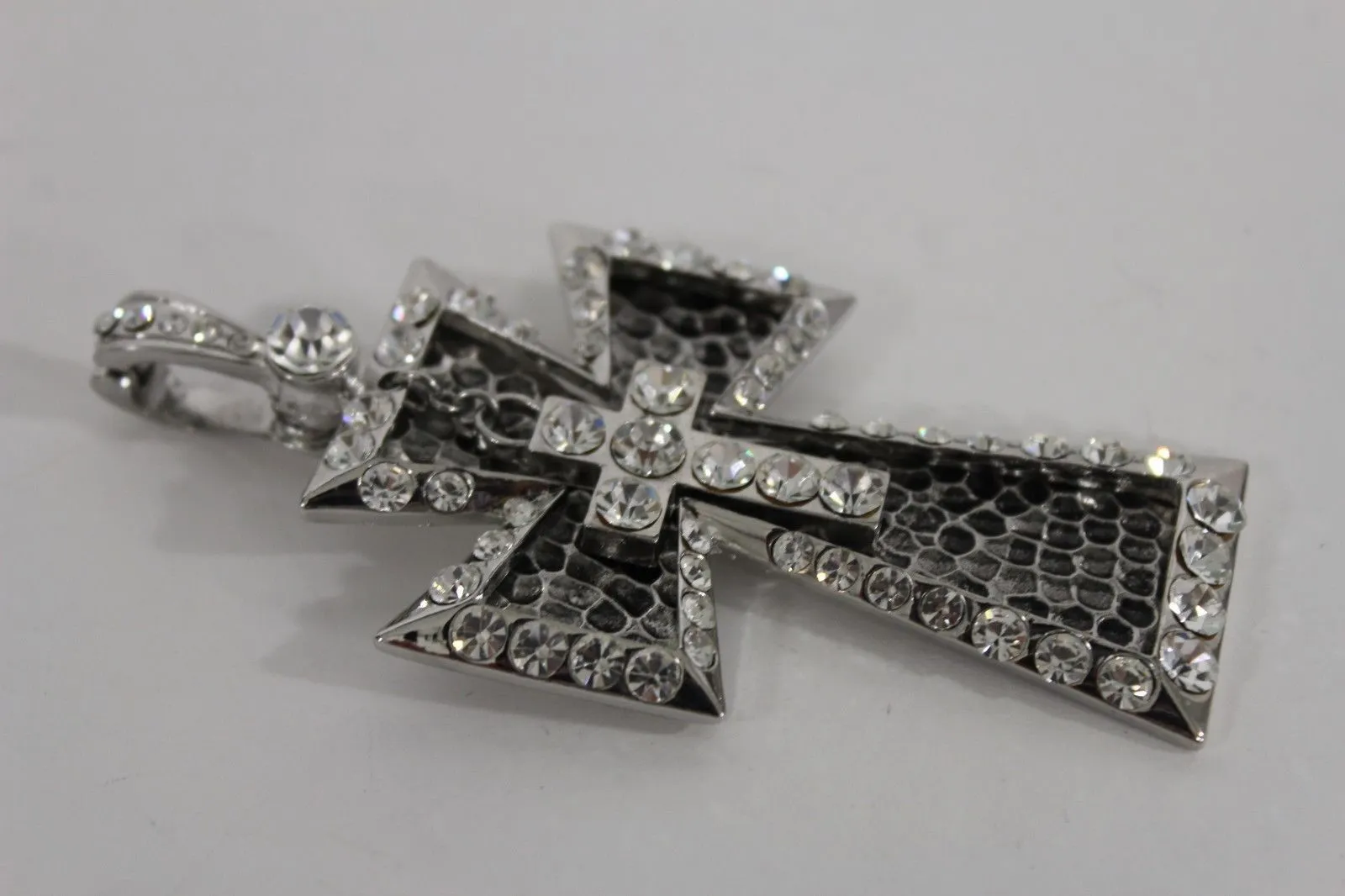 Silver Black Multi Rhinestones Big Stylish Bag Necklace Pendant
